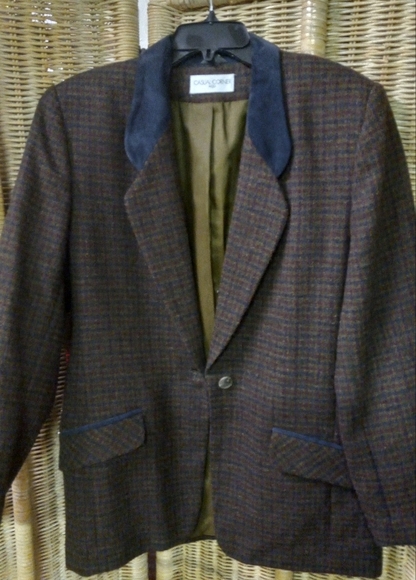 Wool Blazer Sports Jacket Coat Casual Corner Blue Checkered w/Blue Trim Sz 10 - Picture 1 of 11